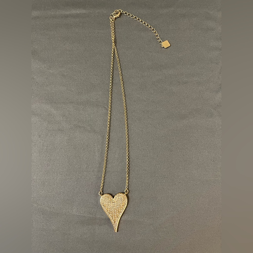 Pave stone heart necklace